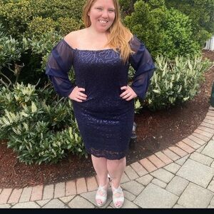 MARINA Black Long Sleeve Sequin Dress